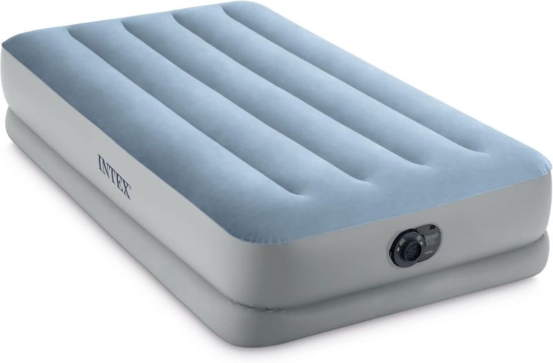 Photo 1 of  Intex Dura Beam Plus Mid-Rise Comfort Plush Fiber-Tech 14" Air Mattress Twin-Sized Bed with Built-in Electric Pump and Carry Storage Bag 