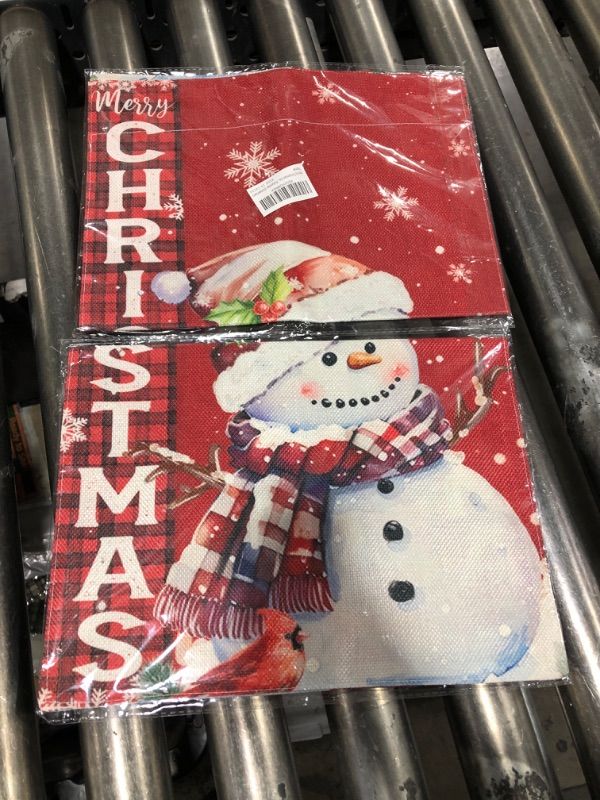 Photo 2 of 2pk of Merry Christmas Garden Flag Winter Garden Flag Snowman Christmas Decorations Yard Flag Outside Holiday Yard Decorations Flag 12 x 18 Inch Double Sided Washable Polyester (Snowman)