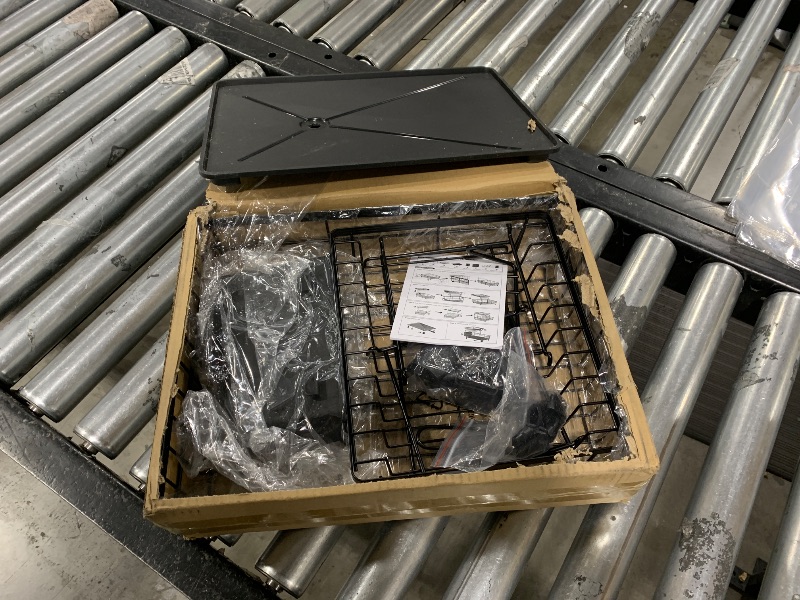 Photo 1 of LIONONLY 2 Tier Dish Drying Rack Multifunctional Dish Rack for Kitchen Counter, Stainless Steel Dish Drainer with Drainboard, Utensil Holder, Cup Holder for Dishes, Knives, Spoons, Forks, Black