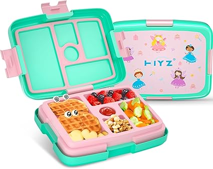 Photo 1 of  HiYZ Bento Lunch Box for Kids with 5 Compartments,Flower Fairy Lunch Box Kids,Ideal Portion Sizes Toddler Lunch Box for Daycare aged 3-7 years,Durable, Drop-Proof, Dishwasher Safe(Flower Fairy) 