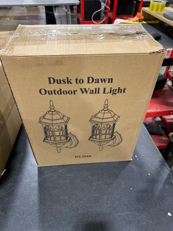 Photo 3 of Dusk to Dawn Outdoor Wall Porch Lights 2-Pack, 17'' Extra Large Exterior Waterproof Wall Sconce Light Fixture, Black Wall Lantern Wall Mount Lighting for Front Door Garage Patio, Bulb Not Included