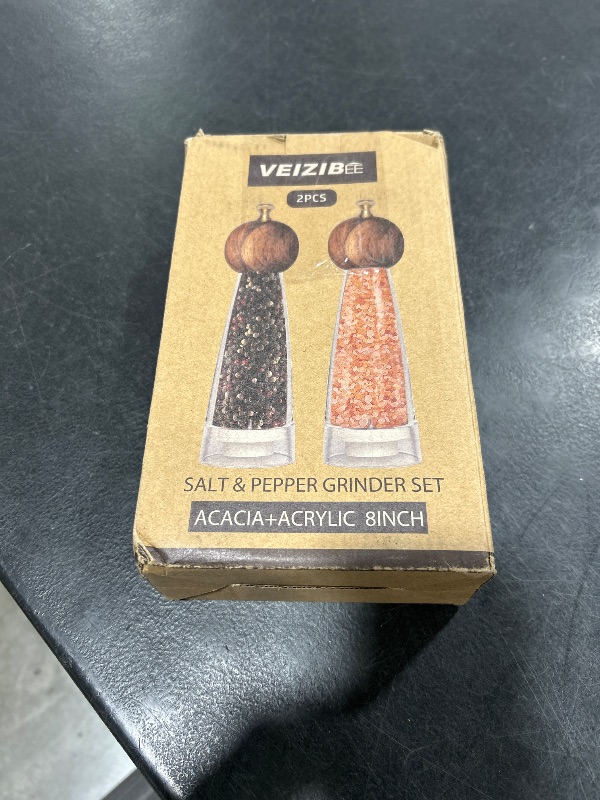Photo 1 of Pepper Grinder Set & Pepper Mills?Classic Manual Transparent Acrylic Rotor?2PCS 8IN High Capacity Pepper & Salt Grinder Seasoning Bottle?Ceramic Core With Adjustable Grain Size Mill for Fresh Spices