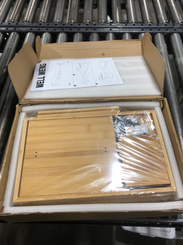 Photo 1 of WELL WENG Monitor Riser for 2 Larger Monitors,Dual Monitor Stand with Drawer,Natural Bamboo