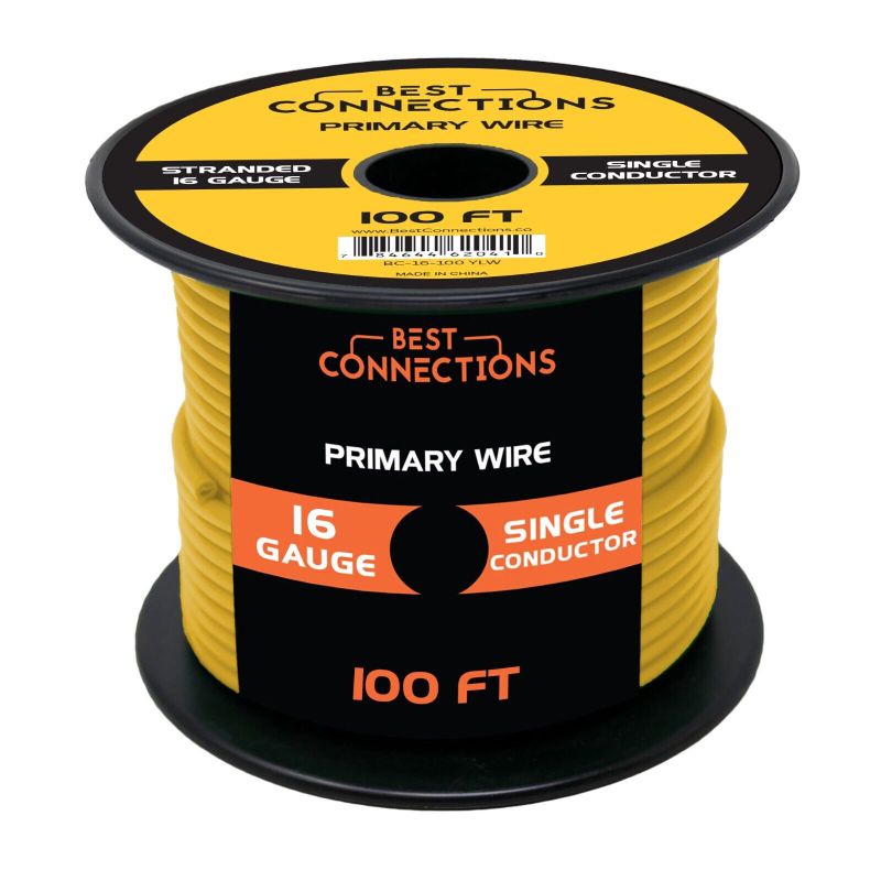 Photo 1 of 16 Gauge Car Audio Primary Wire (100ft–Yellow)– Remote, Power/Ground Electrical
