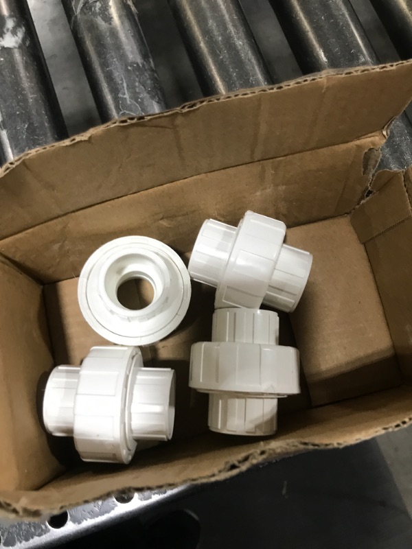 Photo 2 of 6Pcs 3/4" PVC Union Coupling Pipe Fitting (Socket x Socket) 3/4Inch PVC Slip Union PVC Adapter Coupling Schedule 40, EPDM O-Ring, White