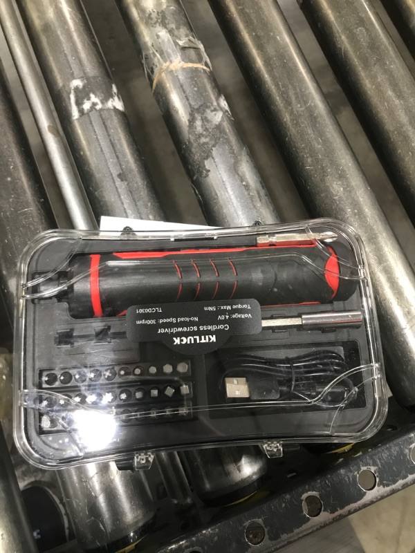 Photo 1 of Electric Screwdriver, 4V Power Cordless Screwdriver Rechargeable Set with Li-ion Battery, 31 Bits&Extension Rod, 3 LED, 3 Adjustable Torque, Magnetic Hex Chuck, Mini Electric Screw driver Kit