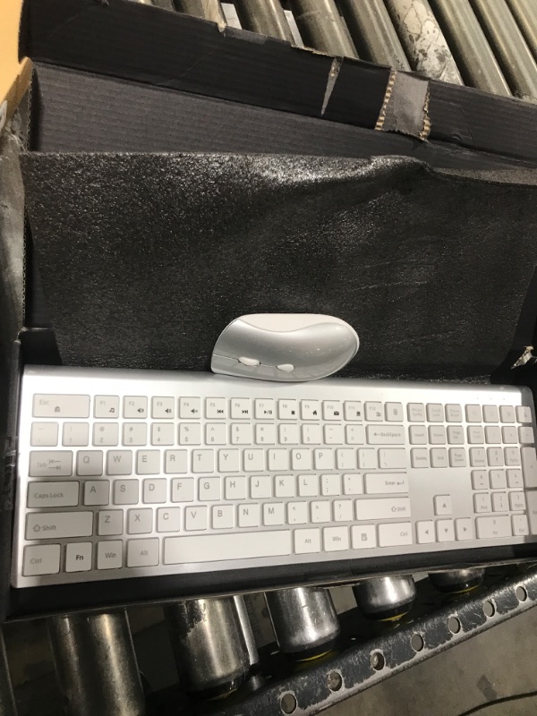 Photo 1 of Wireless Keyboard Mouse Combo, Silent & Slim Keyboard and Mouse with USB Receiver, Quiet Click, 2400 DPI, 110 Keys Full Size & Ergonomic Computer Keyboard Set for Laptop PC Windows Mac - Silver White