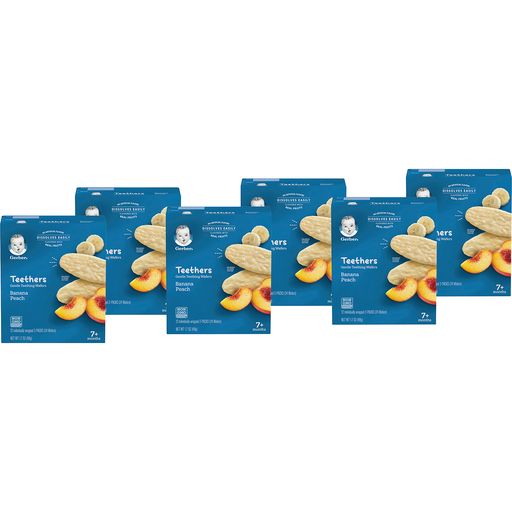 Photo 1 of  Gerber Snacks for Baby Teethers, Gentle Teething Wafers, Banana Peach, 1.7 Ounce, 12 Count (Pack of 6) BEST BY 15 JAN 2025