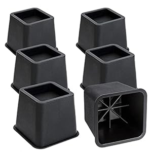 Photo 1 of Uneed Bed Risers or Furniture Risers - Elevation in Heights 3 Inch Heavy Duty Risers for Bed, Table and Sofa Table Risers Supports up to 1, 300 lbs - (6 Piece Set, Black)