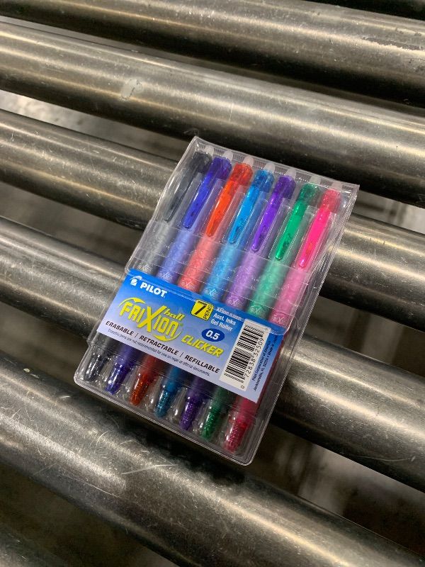 Photo 1 of Pilot, FriXion Clicker Erasable Gel Pens, Extra Fine Point 0.5 mm, Pack of 7, Assorted Colors