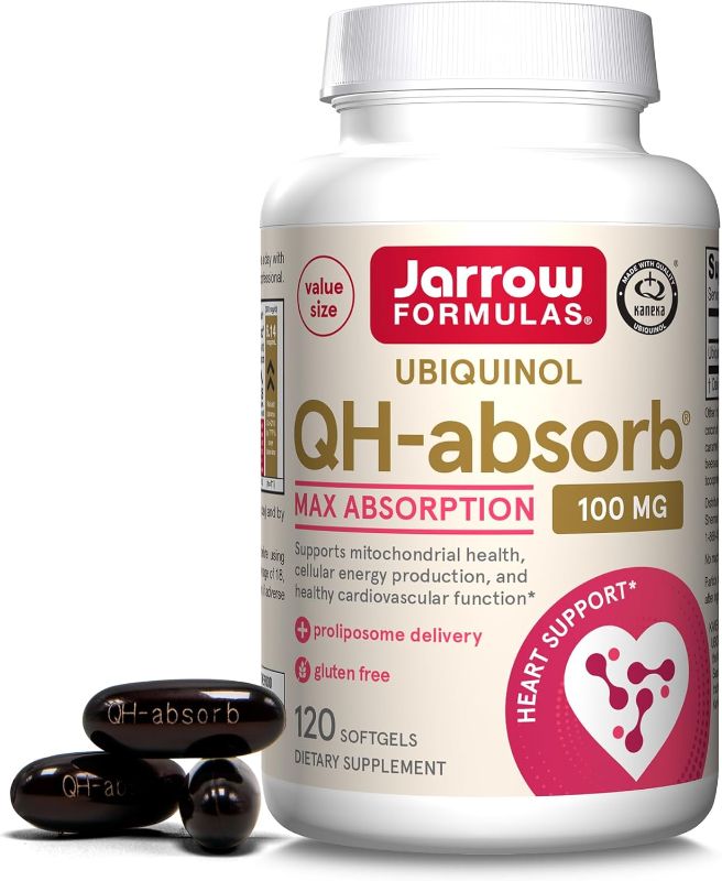 Photo 1 of  Jarrow Formulas QH-Absorb, 100 mg, Ubiquinol Dietary Supplement for Healthy Cardiovascular Function, 120 Softgels, 120 Day Supply, BEST BY 03 2025 