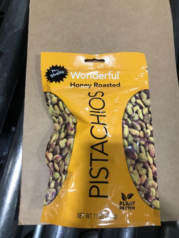 Photo 1 of Wonderful Pistachios No Shells, Honey Roasted Nuts, 11 Ounce Resealable Bag, Protein Snacks, Gluten Free, Healthy Snacks Honey Roasted 11 Ounce (Pack of 1) exp- Nov 2024