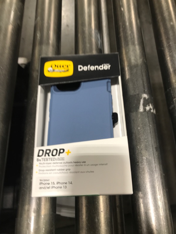 Photo 2 of OtterBox IPhone 15 Defender Series Case - BABY BLUE JEANS (Blue), Screenless, Rugged & Durable, with Port Protection, Includes Holster Clip kickstand