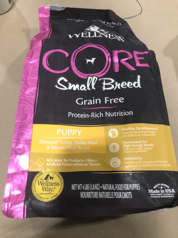 Photo 1 of Wellness CORE Grain-Free Small Breed Puppy Deboned Turkey Recipe Dry Dog Food, 4-lb bag exp- Dec 05/2024