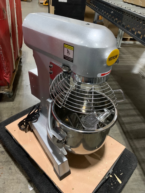 Photo 4 of  VEVOR Commercial Stand Mixer, 15Qt Stainless Steel Bowl, 500W Heavy Duty Electric Food Mixer with 3 Speeds Adjustable 113/184/341 RPM, Dough Hook Whisk Beater Included, Silver FOR PARTS OR TO FIX. DOES NOT WORK