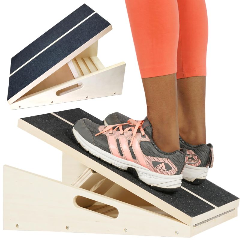 Photo 1 of Slant Board Calf Stretcher - Adjustable Incline Board for Achilles Stretcher, Non Slip Calf Stretch Board Includes Spiky Massage Ball for Foot Health and Stretch Resistance Tube for Plantar Fasciitis