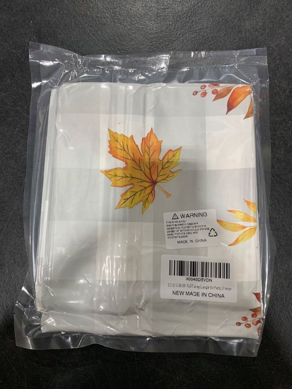 Photo 2 of cusugbaso Fall Tablecloth 52x70 Inches, Grey Plaid Pumpkins Fall Decorations for Home, Water Resistant Thanksgiving Table Cloth Rectangle for Party, Dinner