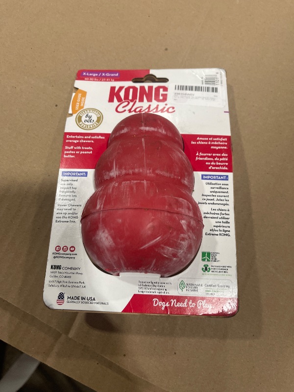 Photo 2 of KONG Classic Stuffable Dog Toy - Fetch & Chew Toy for Dogs - Treat-Filling Capabilities & Erratic Bounce for Extended Play Time - Durable Natural Rubber Material - for Extra Large Dogs