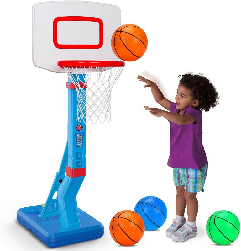 Photo 1 of Toddler Basketball Hoop Indoor Mini Adjustable Basketball Goal with Ball Pump for Boys Girls Outdoor Toys for Backyard Game Outside Basketball Toy for Kids Age 2-4 3-5 6 7 4-8 Christmas Birthday Gifts
