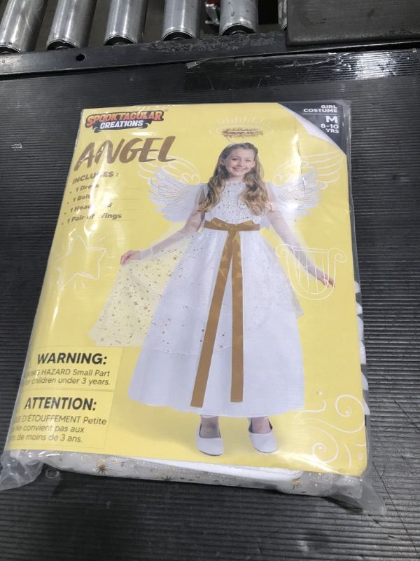 Photo 2 of Spooktacular Creations Halloween Angel Costume Girls, Kids Princess Dress Toddlers Tulle Angel Set with Accessories for Halloween Role Play Parties, Golden, Medium(8-10 yrs)