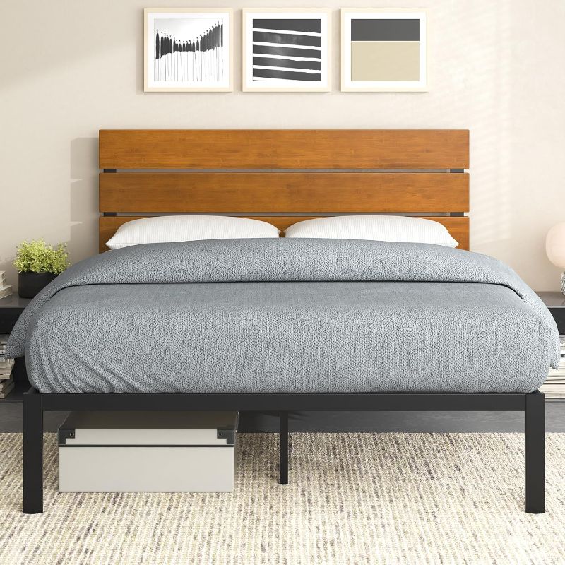 Photo 1 of ZINUS Paul Metal and Bamboo Platform Bed Frame, Wood Slat Support, No Box Spring Needed, Easy Assembly, Full
