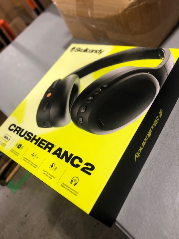 Photo 2 of Skullcandy Crusher ANC 2 Over-Ear Noise Canceling Wireless Headphones with Sensory Bass and Charging Cable, 50 Hr Battery, Skull-iQ, Alexa Enabled, Microphone, Works with Bluetooth Devices - Black