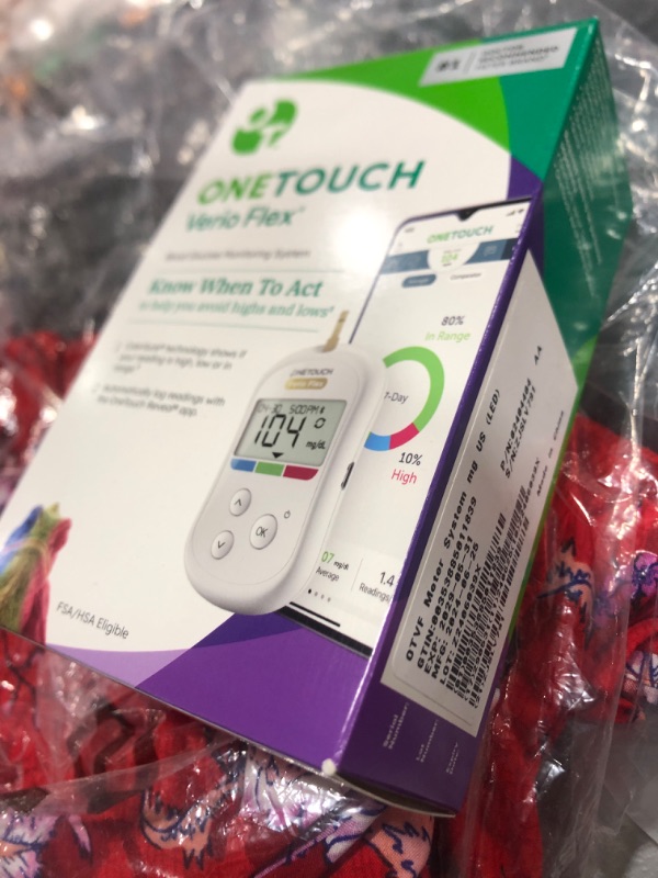 Photo 2 of OneTouch Verio Flex Blood Glucose Meter For Sugar Test Kit | Includes Blood Glucose Monitor, Lancing Device, 10 Sterile Lancets, and Carrying Case