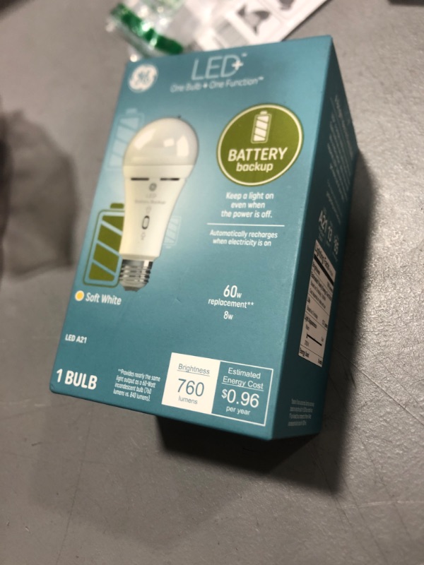 Photo 2 of GE Lighting LED+ Backup Battery Light Bulb, Rechargeable, Soft White, Medium Base (1 Pack)