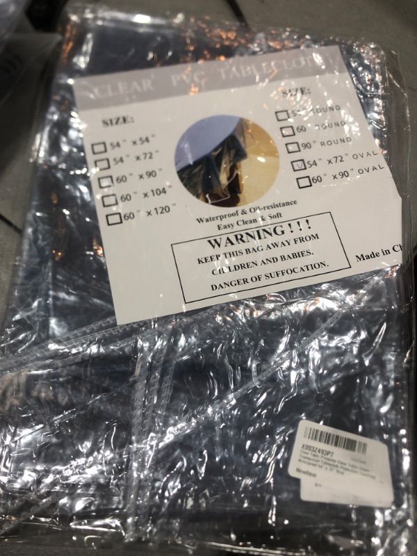 Photo 1 of Clear Table Protector Clear Table Cover Transparent Tablecloth Protective Covering Waterproof 54” x 72” Oval