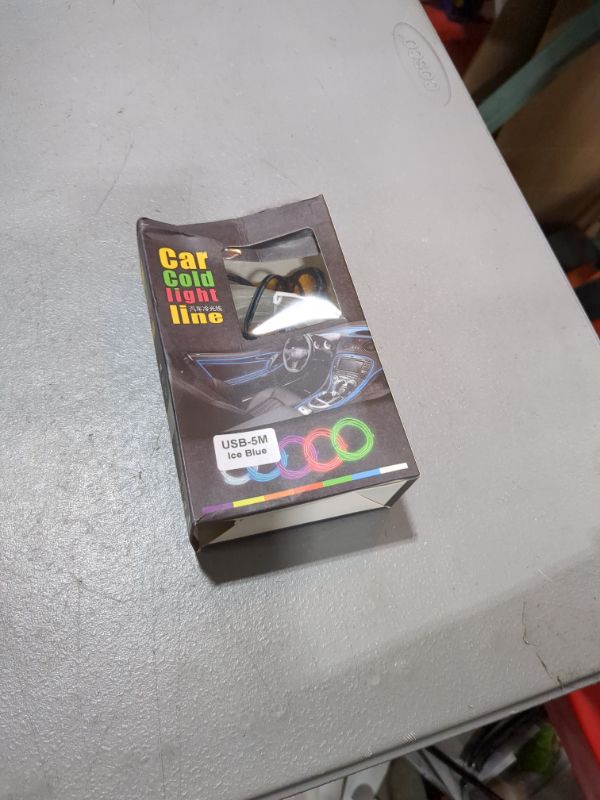 Photo 1 of EL Wire Interior Car LED Strip Lights, LEDCARE 16.5FT USB Neon Glowing Strobing Electroluminescent Wire Lights with 6mm Sewing Edge, Ambient Lighting Kits for Car Indoor Decoration (Ice Blue)