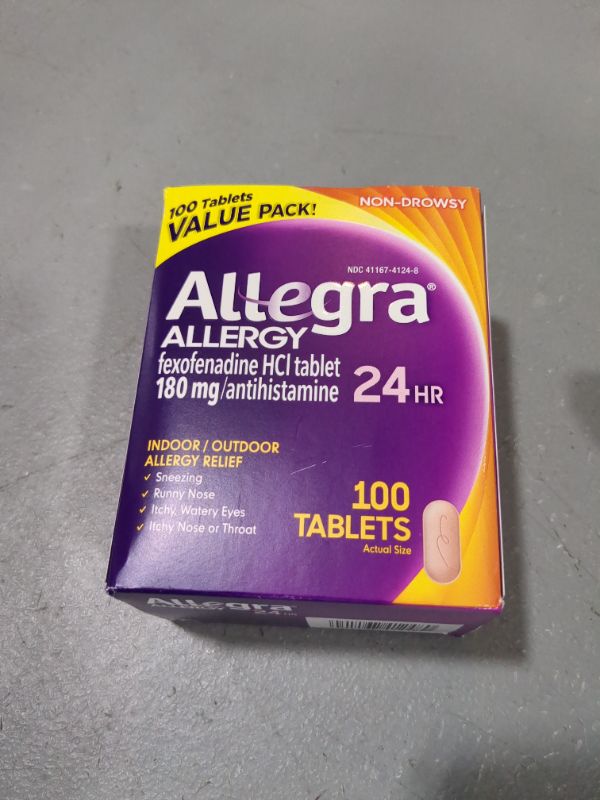 Photo 1 of Allegra 24HR Adult Non-Drowsy Antihistamine Tablets, 100-Count, 24-Hour Allergy Relief, 180 mg & Adult 24HR Non-Drowsy Antihistamine Gelcaps, 60-Count, Fast-Acting Allergy Symptom Relief, 180 mg Antihistamine Tablet + Allergy Relief Gelcaps