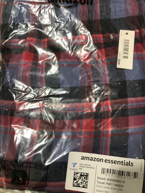 Photo 2 of Amazon Essentials Men's Flannel Pajama Pant - Discontinued Colors, Blue Mixed Tartan, XX-Large