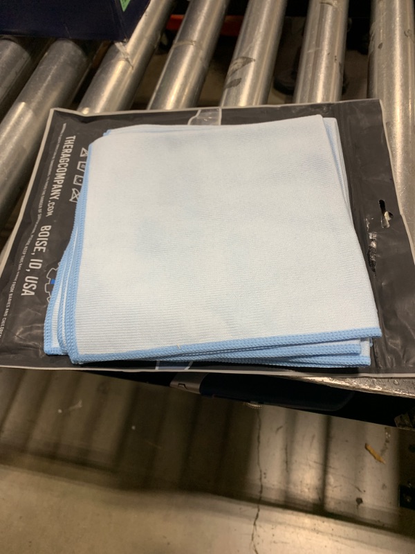 Photo 2 of The Rag Company - Premium Window, Glass, Mirror & Chrome Detailing Towels - Professional Korean 70/30 Microfiber Blend, Lint-Free, Streak-Free, 350gsm, 16in. x 16in, Light Blue (5-Pack)