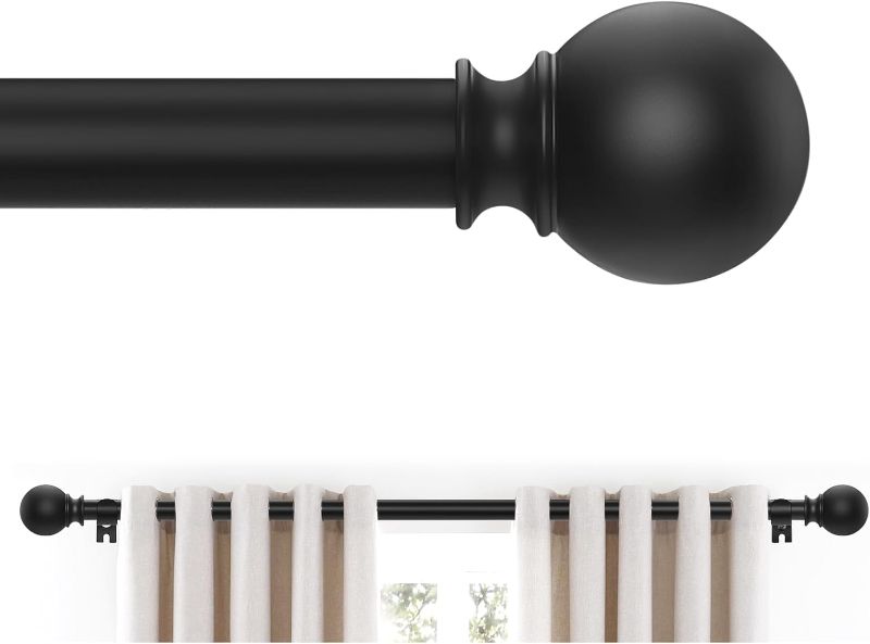 Photo 1 of Black Curtain Rods 28 to 48 Inches(2.3-4 Feet),5/8 inch Splicing Drapery Rods,Small Curtain Rods Set,Size: 18''-45'',Matte Black
