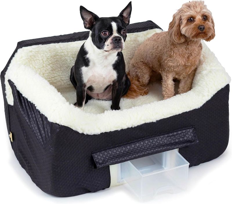 Photo 1 of Snoozer Dog Car Seat with Storage Tray: Lookout II Dog Booster Car Seat Medium Sized Dog, Size: Large, Fabric: Black Diamond, Pet Car Seat to Help Car Sickness for Dogs, Removable Washable Cover     STOCK PHOTO FOR REFERENCE ONLY