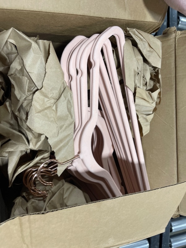 Photo 2 of Amazon Basics Slim Velvet, Non-Slip Suit Clothes Hangers, Pack of 50, Blush Pink/Rose Gold