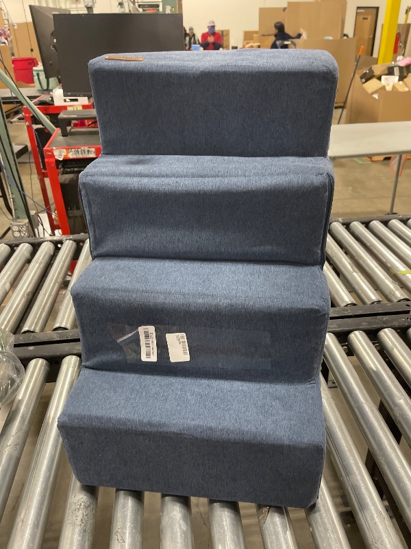 Photo 2 of Lesure Dog Stairs for Small Dogs - Pet Stairs for Beds and Couch, Folding Pet Steps with CertiPUR-US Certified Foam for Cat and Doggy, Non-Slip Bottom Dog Steps, Navy Blue Linen-Like Fabric, 4 Steps