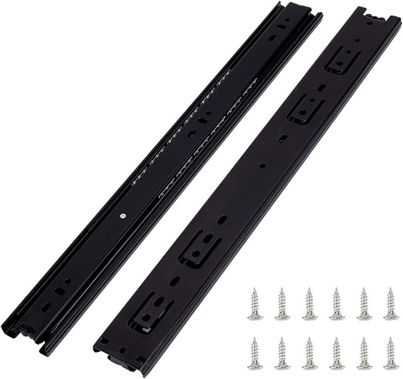 Photo 1 of 6 Pairs of 24 Inch Hardware 3-Section Full Extension Ball Bearing Side Mount Drawer Slides- black