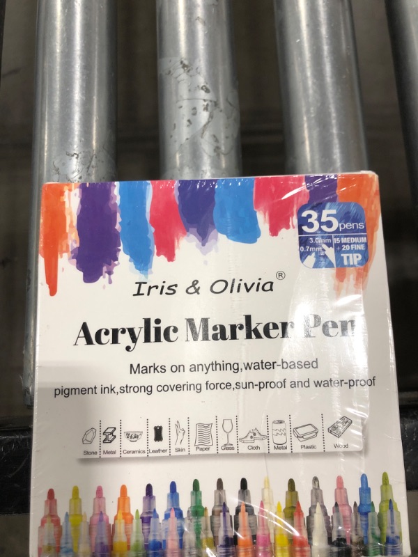 Photo 2 of Acrylic Paint Pens, Double Premium Set of 35 Acrylic Paint Markers of Extra Fine and Medium Tip for Rock Painting, Ceramic, Plastic, Glass, Fabric Markers, and etc. Water Based, Non-Toxic