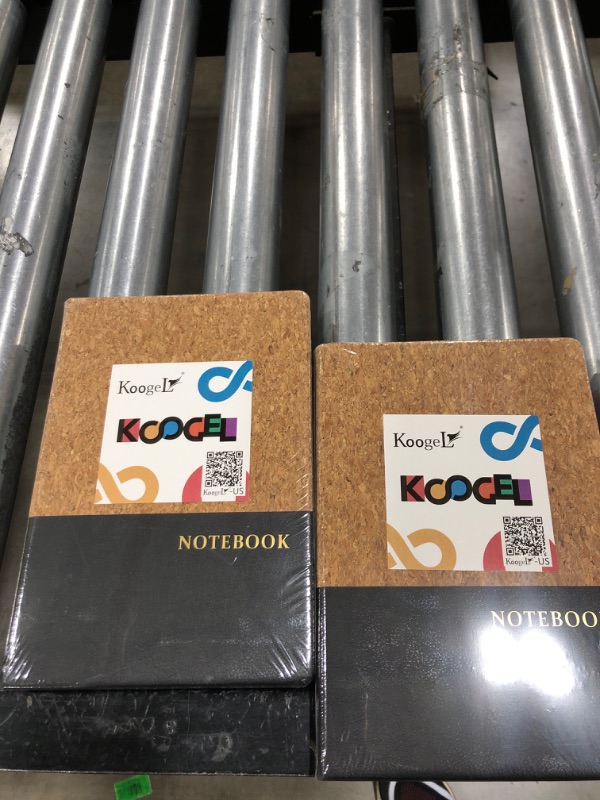 Photo 2 of Koogel Journal Notebook, College Ruled Paper, Lined A5 Notebook with Cork Leather Cover Rustic Lined Notebook 80 Sheets/160 Pages 100gsm Paper 2 pack