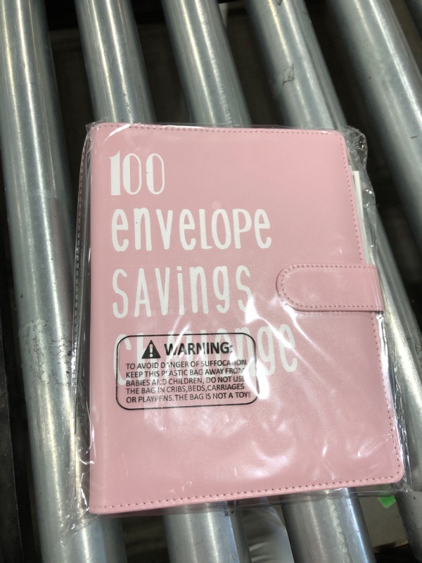 Photo 2 of 100 Envelopes Challenge Binder Kit A5 Size Money Saving Budget Binder with Numbers 100 Day Cash Envelopes Savings Challenges Book Planning to Save $5050 Light Pink