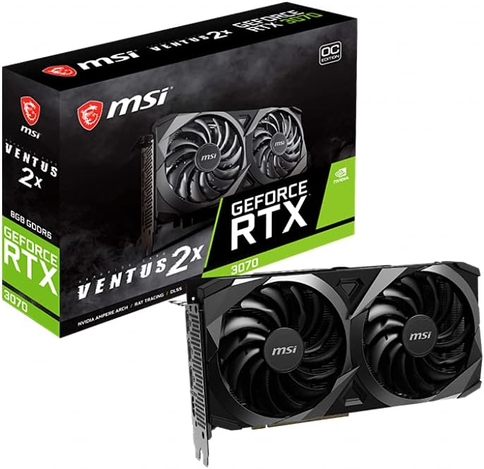 Photo 1 of MSI Gaming GeForce RTX 3070 LHR 8GB GDRR6 256-Bit HDMI/DP Nvlink Torx Fan 2 Ampere Architecture OC Graphics Card (Ventus 2X)
