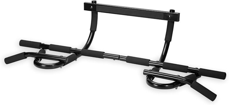 Photo 1 of  SPRI Pull Up Bar - 12-Grip Door Frame Mounting Pull-Up Bar for Versatile Workouts - Rugged Steel Frame with Foam Handles - Supports 300 Pounds - Fits Door Frames Up to 32 in. Wide – Black 