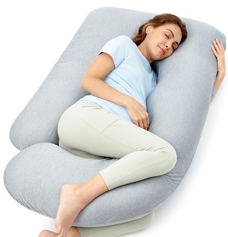 Photo 1 of  Momcozy Pregnancy Pillows with Cooling Cover, U-Shaped Full Body Maternity Pillow for Side Sleepers 57 Inch - Support for Back, Hip, Belly, Legs for Pregnant Women 