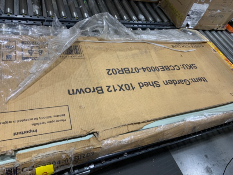 Photo 3 of 1 BOX OF SET ONLY, MISSING OTHER BOXES IN SET Patiowell 10 x 12 FT Metal Storage Shed for Outdoor, Steel Yard Shed with Design of Lockable Doors, Utility and Tool Storage for Garden, Backyard, Patio, Outside use,Brown 