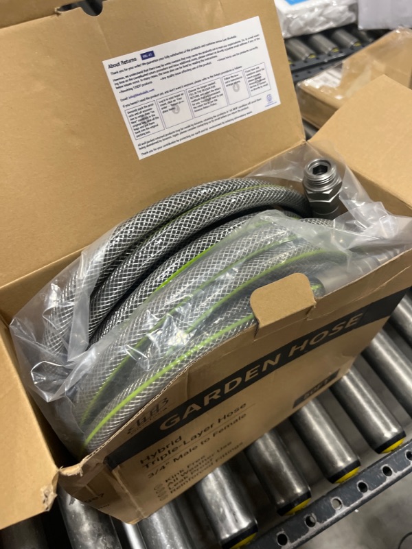 Photo 2 of Flexible Garden Hose 50 FT - Heavy Duty Non-Expandable 50FT Outdoor Water Hose Pipe, 1/2" x 50Feet, 3/4" Solid Swivel Fittings, 50 Feet, Kink and Leak Proof