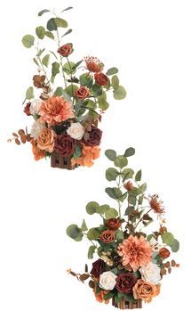 Photo 1 of Ling's Moment 17.5" Tall Standing Artificial Flowers Arrangements 2pcs Fall Wedding Aisle Runner Chair Decorations Sunset Terracotta Centerpieces Ceremony Reception Rose Floral Party Outdoor