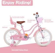 Photo 1 of JMMD Girls Bike Ages 4-12 Years Old, Kids Bike for Toddlers with Basket & Training Wheels, 20 Inch Kids Bicycle with Handbrake & Kickstand