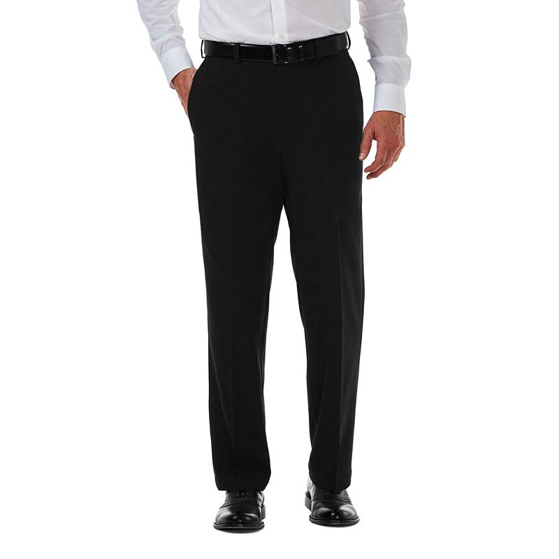 Photo 1 of  Haggar Men's Big & Tall Cool 18 Pro Classic-Fit Expandable Waist Flat Front Stretch Dress Pants - Black 48W X 30L