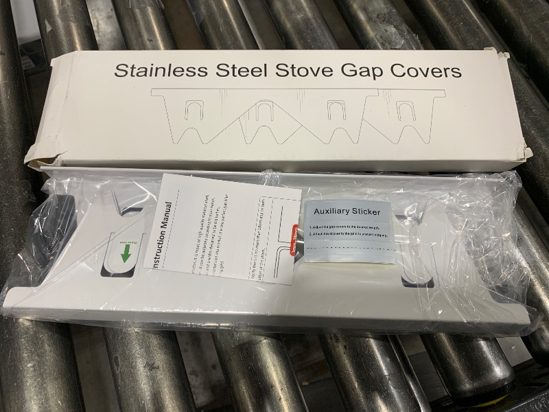 Photo 2 of Stainless Steel Stove Gap Covers,Stove Gap Filler, Range Trim Kit, Stove Gap Guards, Heat Resistant and Easy to Clean, Easy retractable Length 13.8" to 27.5", Width 0.79",White(2PCS)